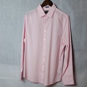 Express Men's Light Pink Long-Sleeve Dress Shirt